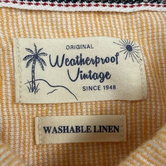 Weatherproof Vintage Mens XL Linen Blend Button-Up Shirt Orange a0990 - Picture 2 of 8